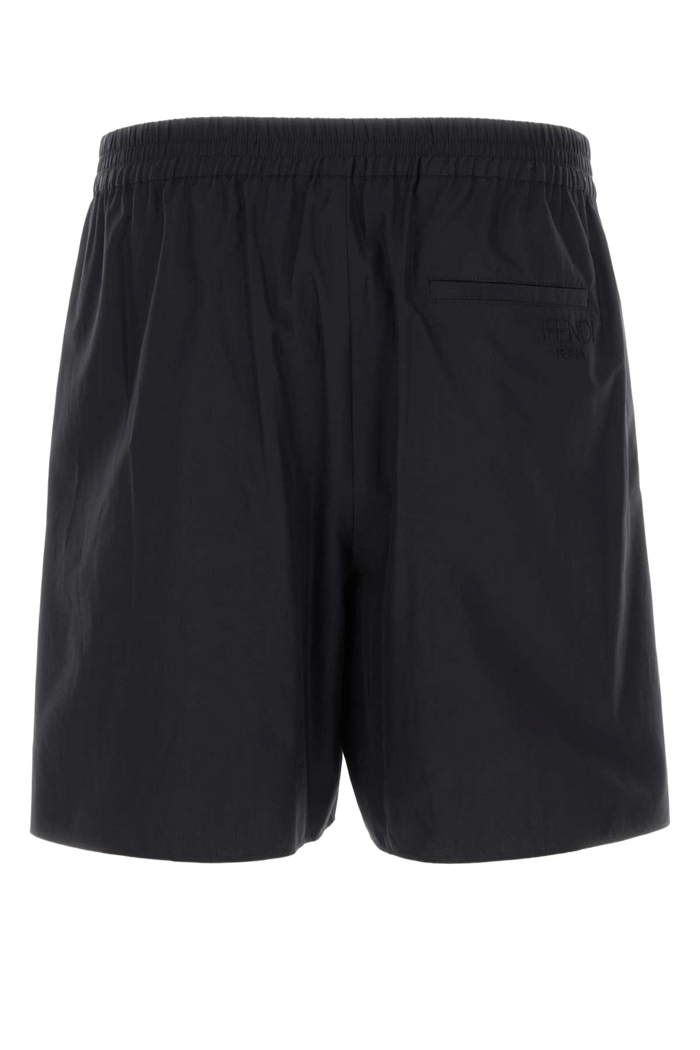 Black Poplin Bermuda Shorts Nero Exterior: Cotton