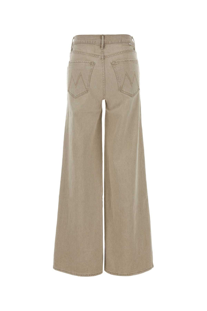 Beige Stretch Denim Wide-Leg Jeans Naturale