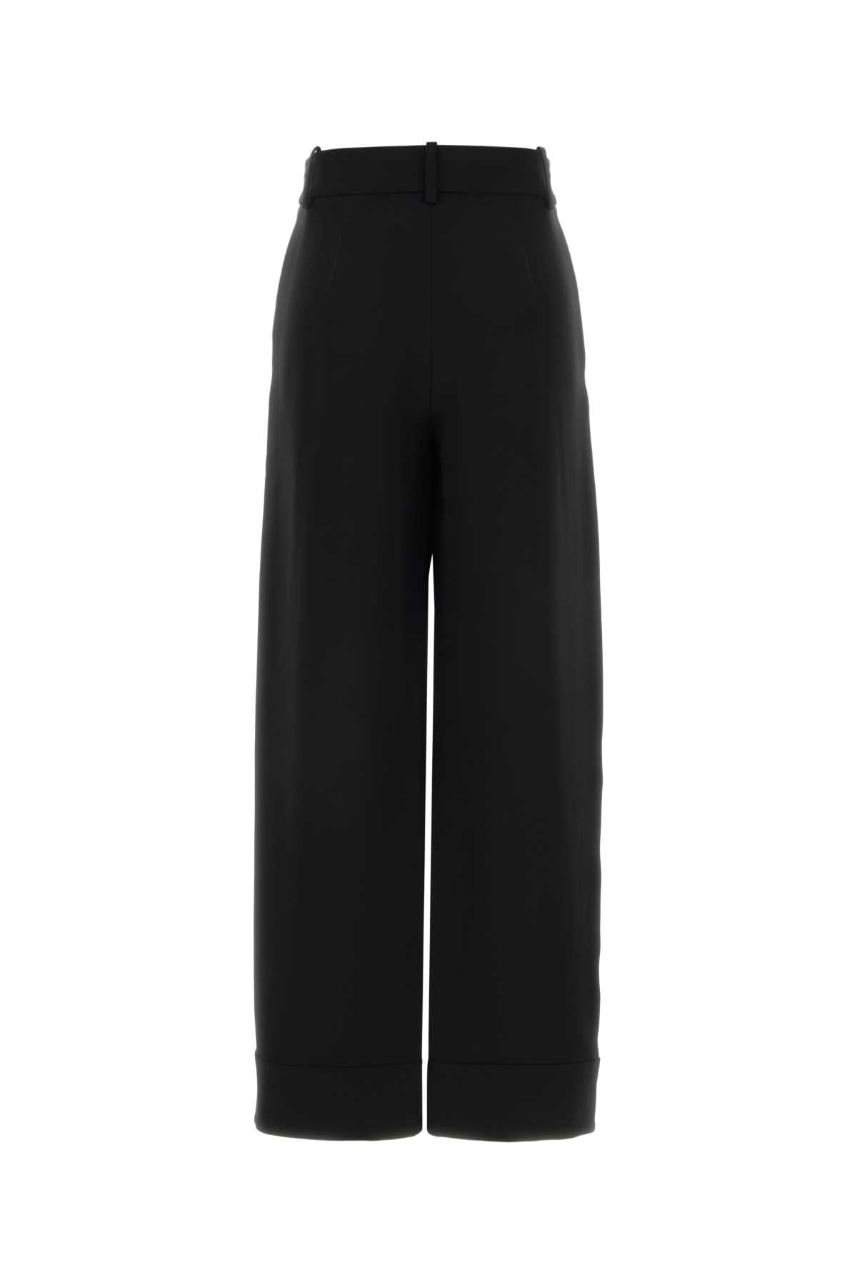 Black Crepe Wide-Leg Pant Nero Exterior: Silk Pantaloni