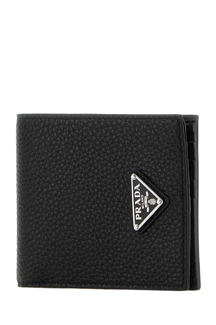 Black Leather Wallet Nero Vitello Portafogli