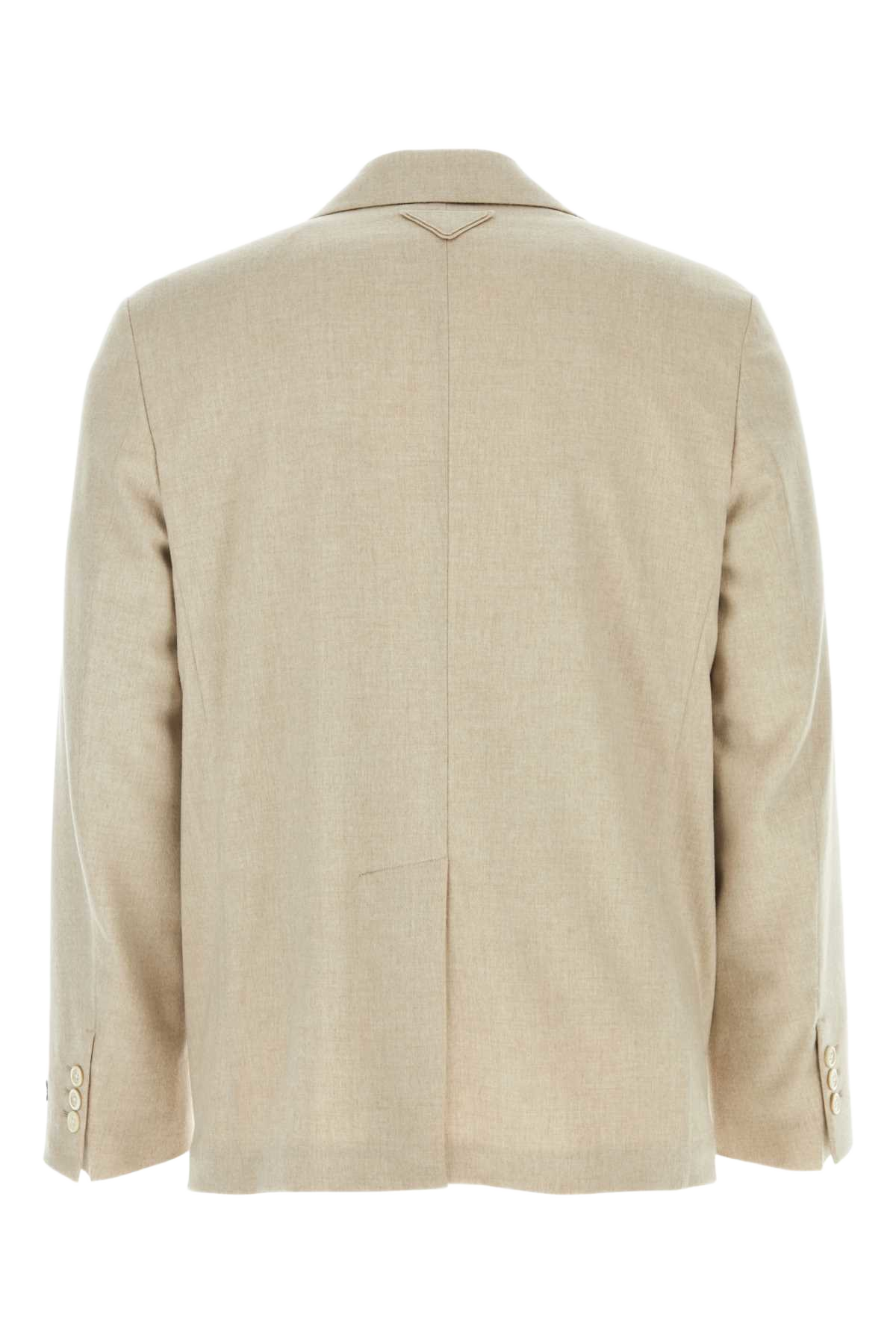 Melange Sand Cashmere Blazer Albino Giacche E Gilet
