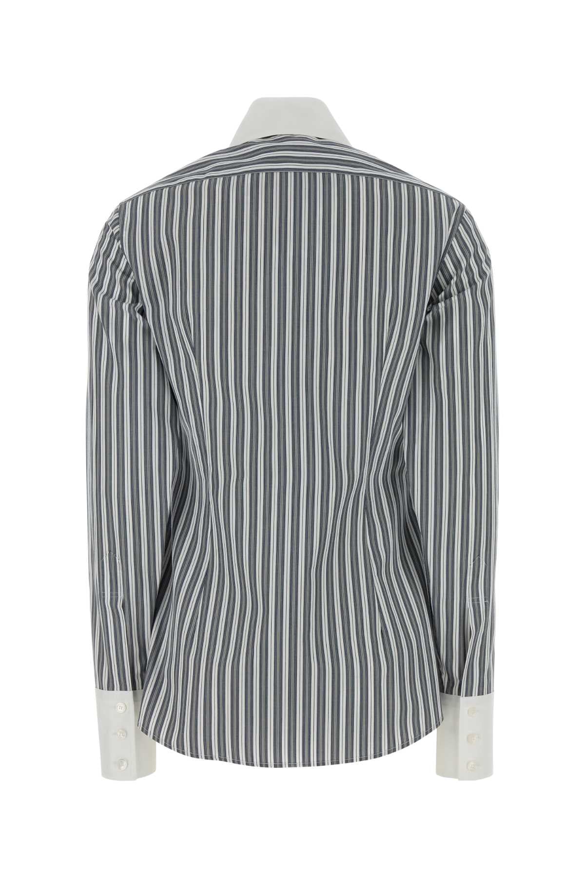 Embroidered Poplin Shirt Greywhite Cotton Camicie