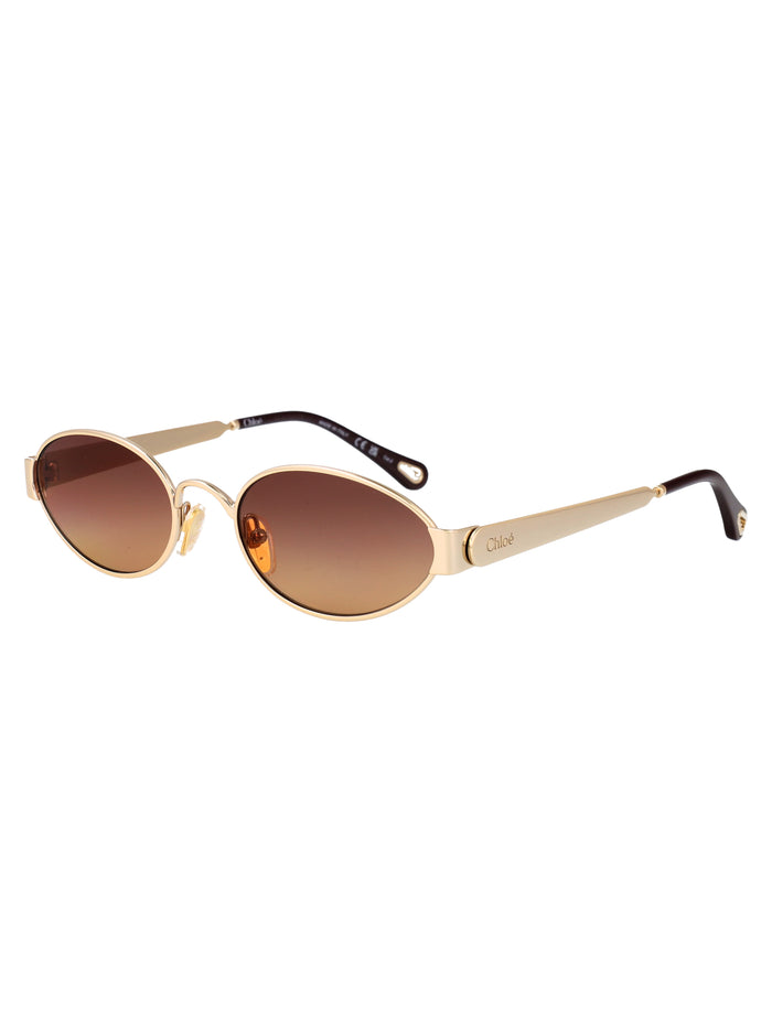Ch0355s Gold-gold-brown Metal Sunglasses