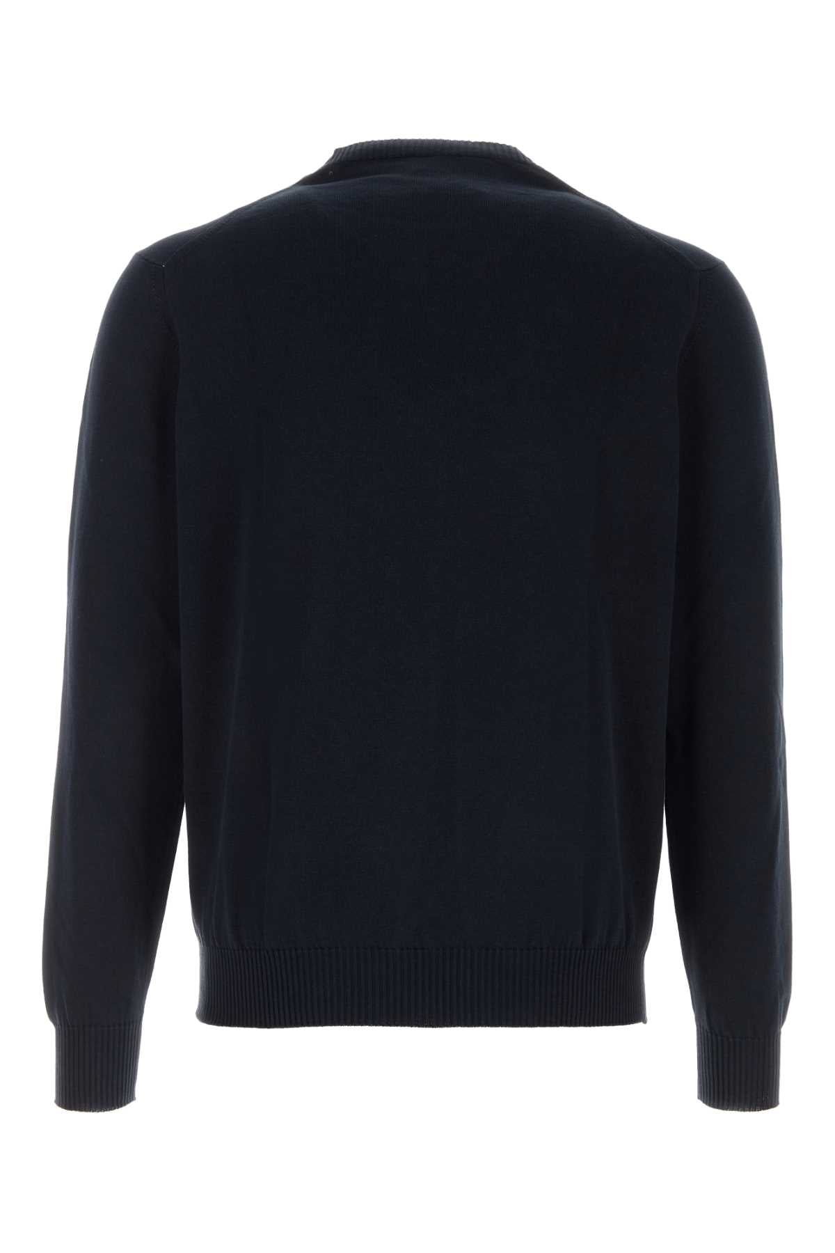 Navy Blue Cotton Sweater Blu Exterior: Maglieria