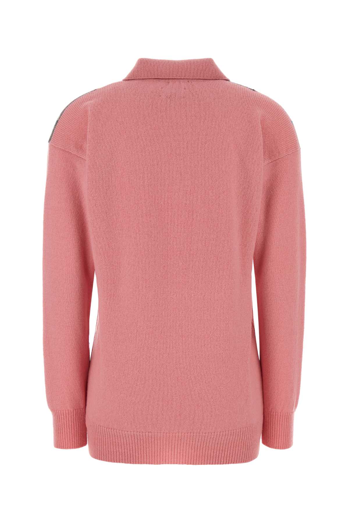 Pink Wool Polo Shirt Bubblegum Exterior