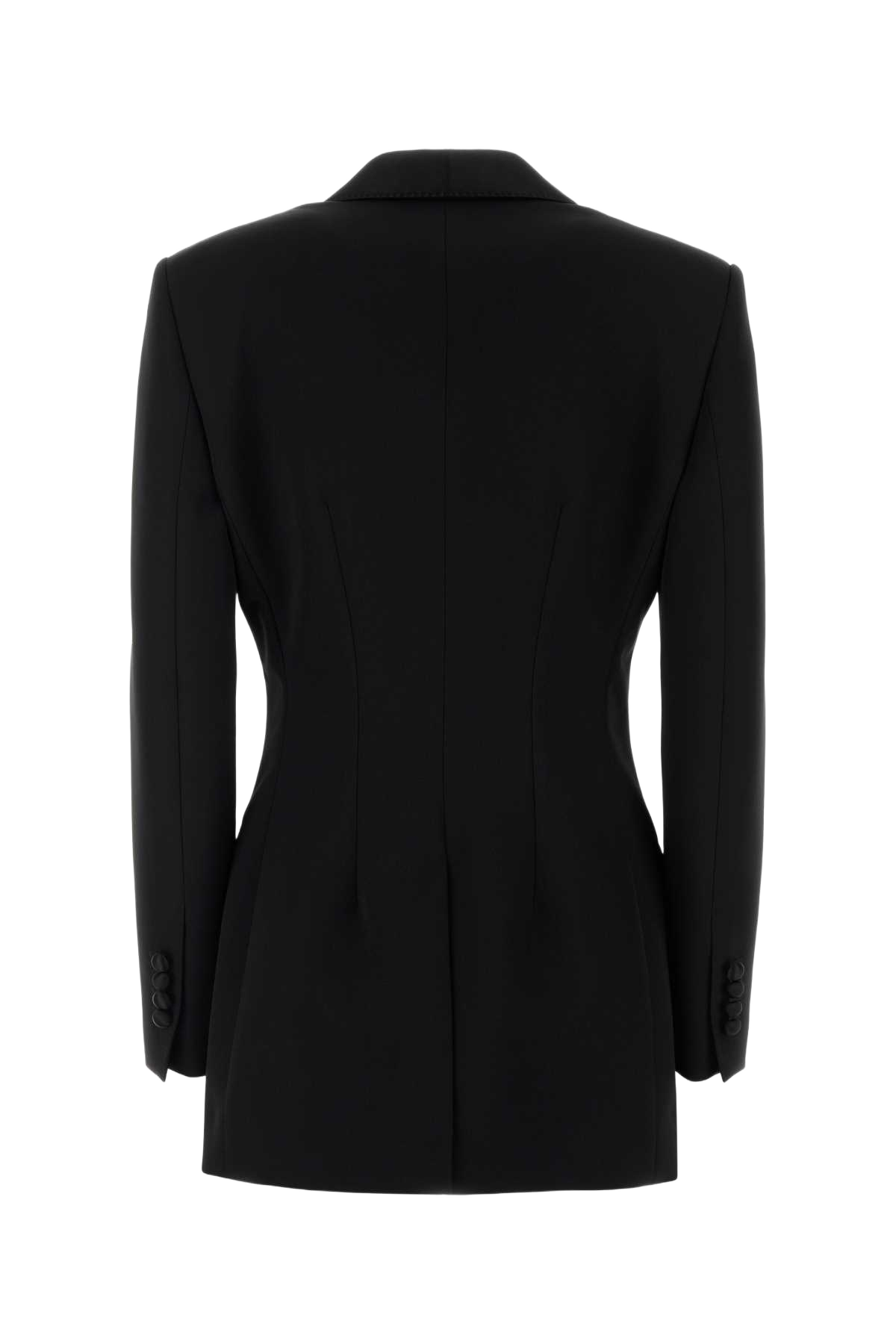 Black Stretch Wool Blend Blazer Nero Giacche E Gilet
