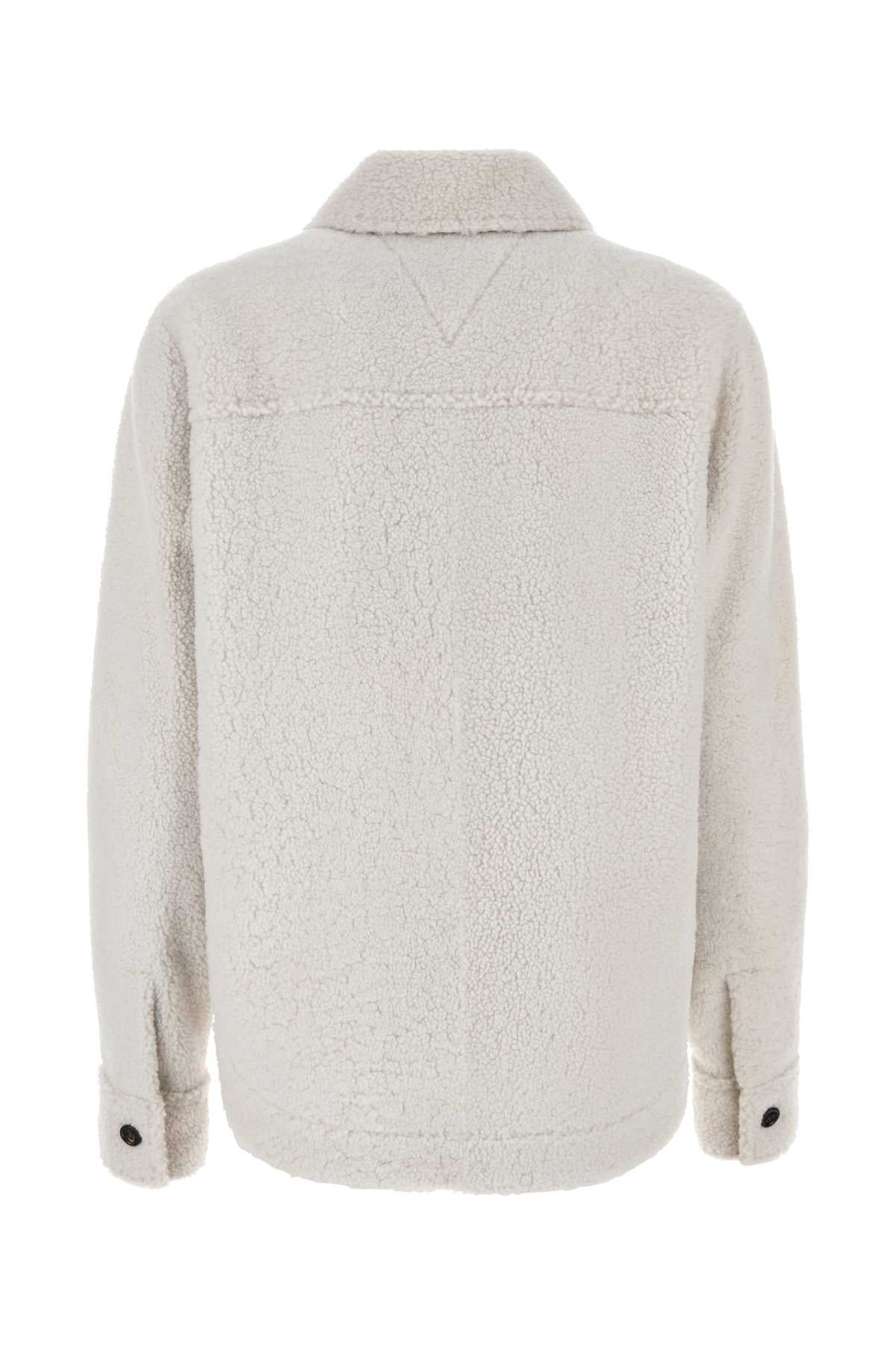 Chalk Shearling Oversize Shirt Popcorn Exterior: Lamb Fur Camicie
