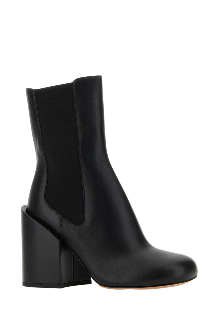 Black Leather Etra Ankle Boots Nero Stivali