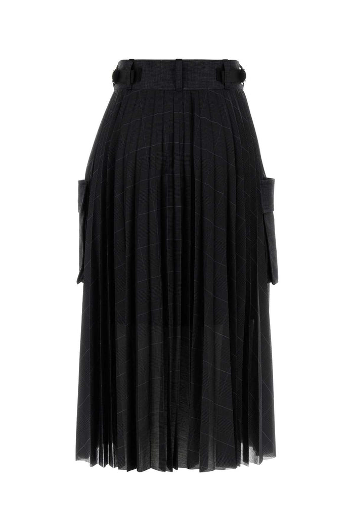 Embroidered Polyester Skirt Gray Gonne