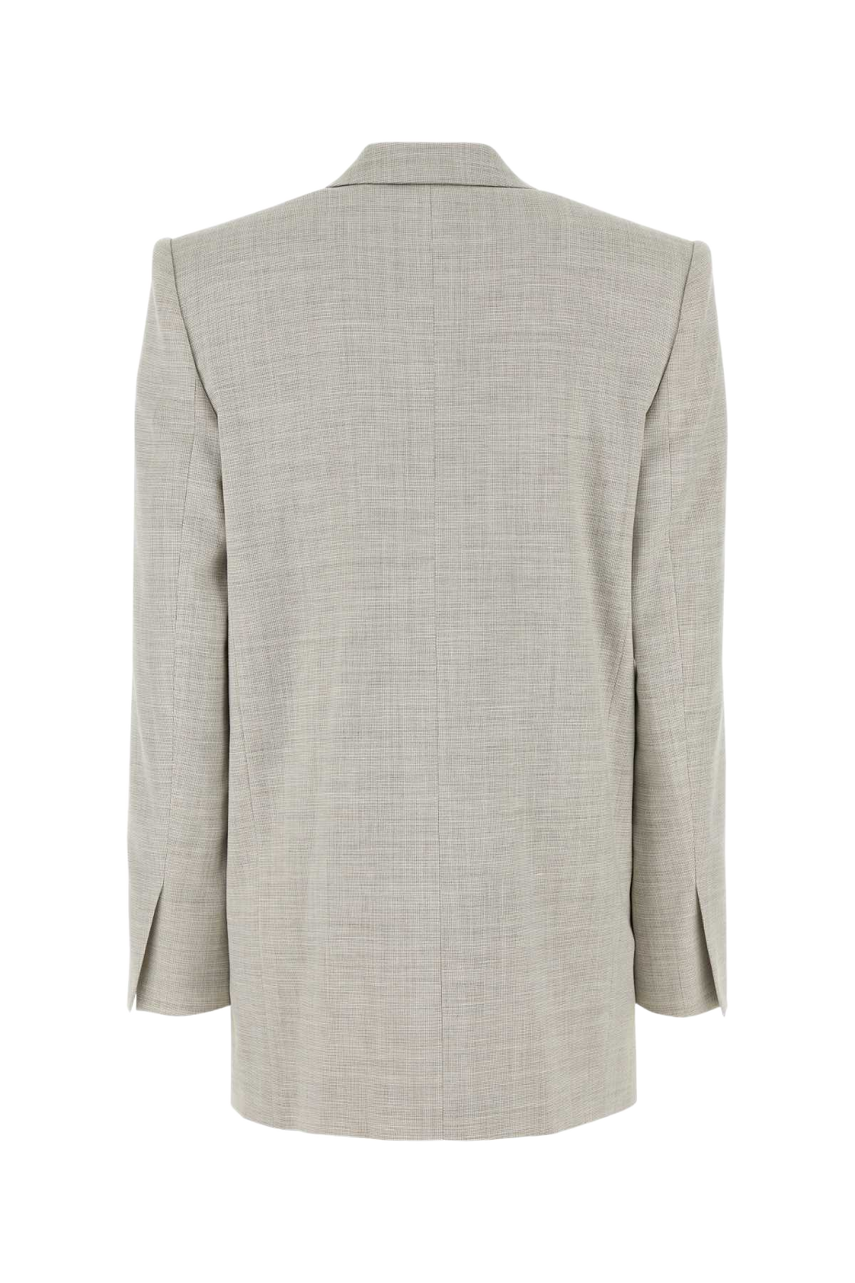 Melange Light Grey Stretch Wool Blend Blazer Fantasiabianco Giacche E Gilet