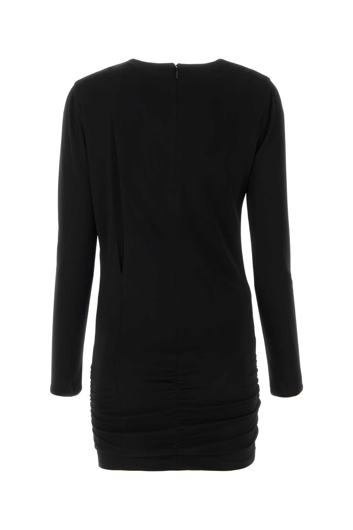 Black Stretch Viscose Mini Dress Exterior: Elastane Abiti