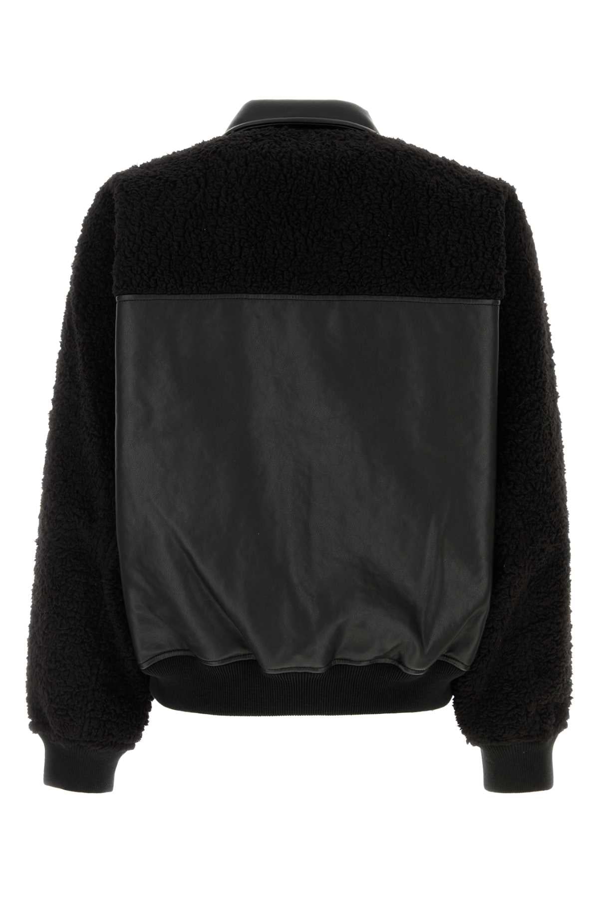 Black Synthetic Leather Jacket Exterior: Polyurethane Giacche In Pelle