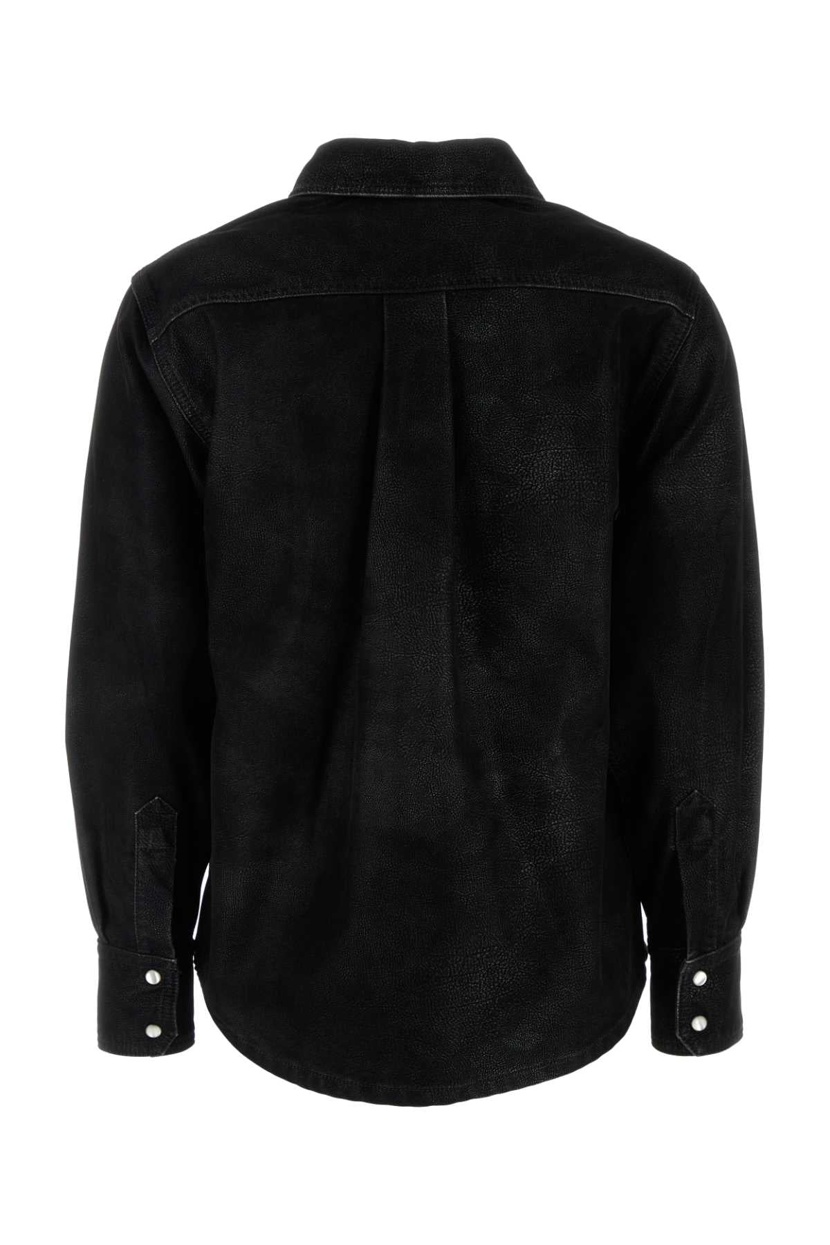 Black Synthetic Leather Karima Shirt Camicie