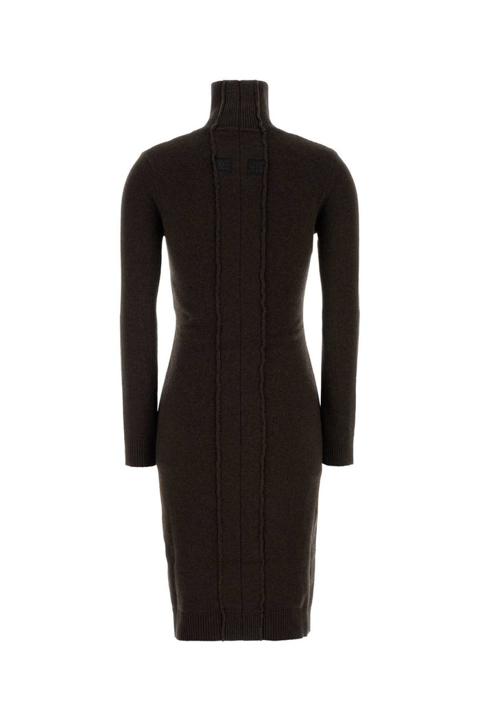 Dark Brown Wool Blend Sweater Dress Exterior: Nylon Abiti