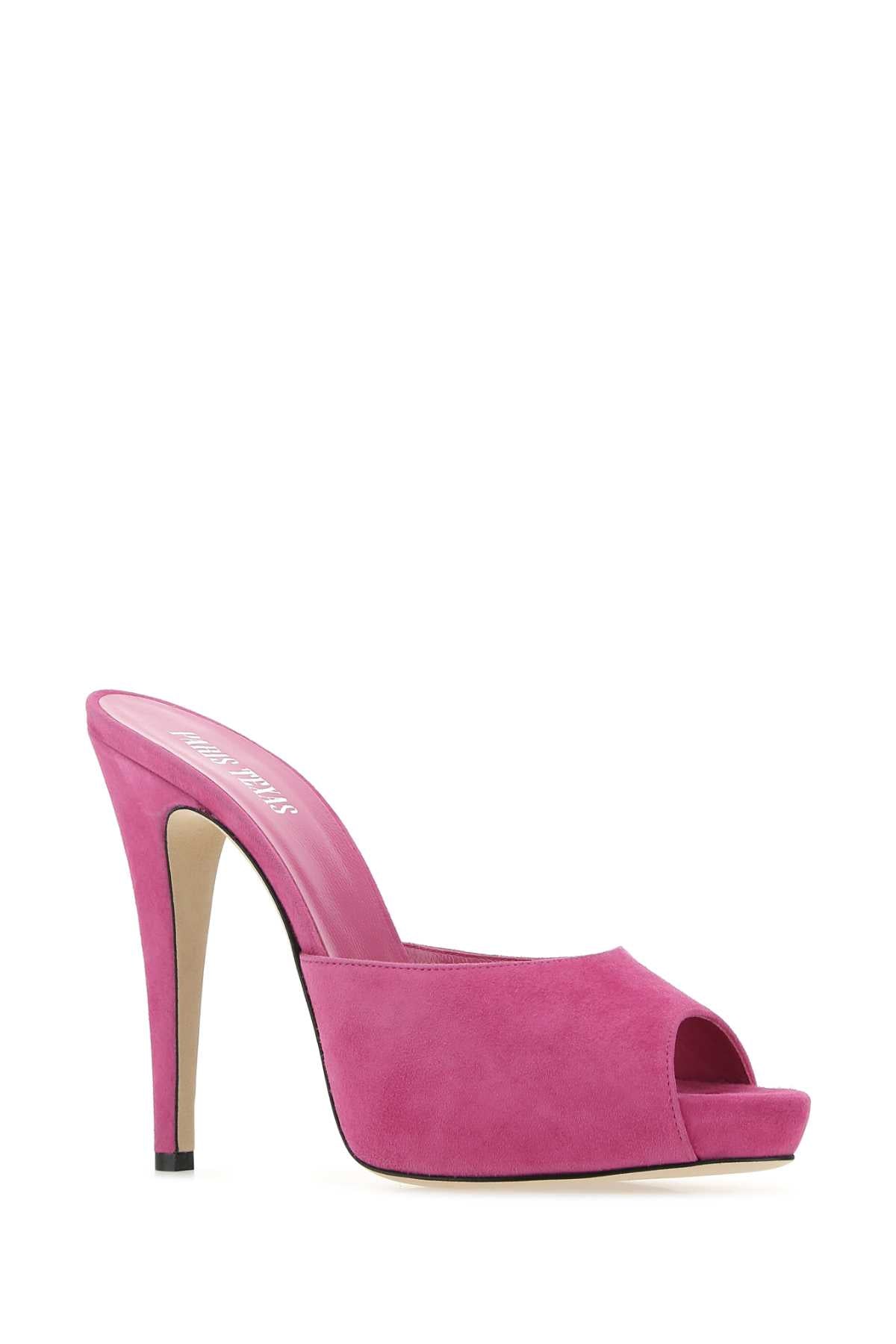 Fuchsia Suede Monica Mules Orchida Sandali