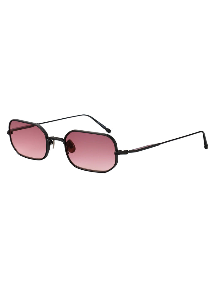 Matte Black Rose Gradient Metal Sunglasses