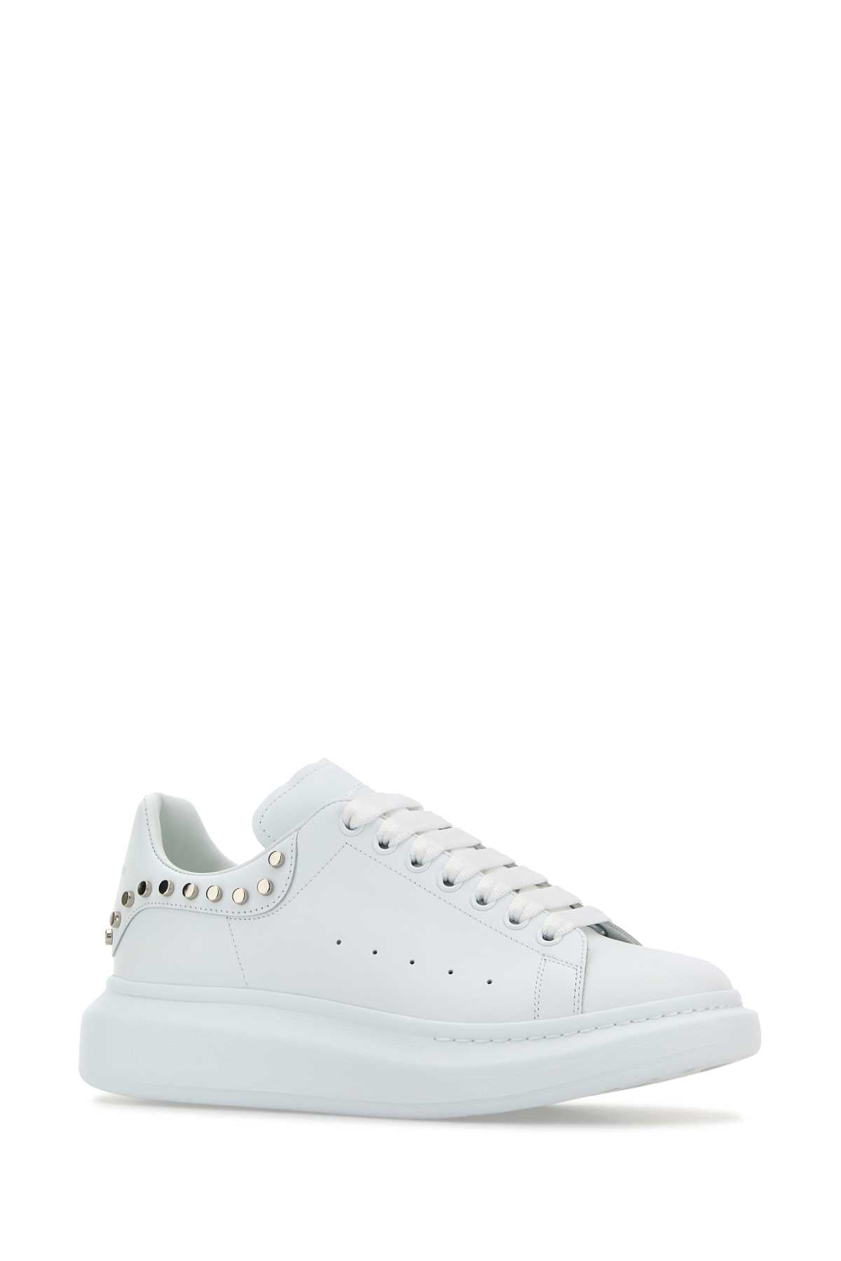 White Leather Upper And Rubber Sole Sneaker