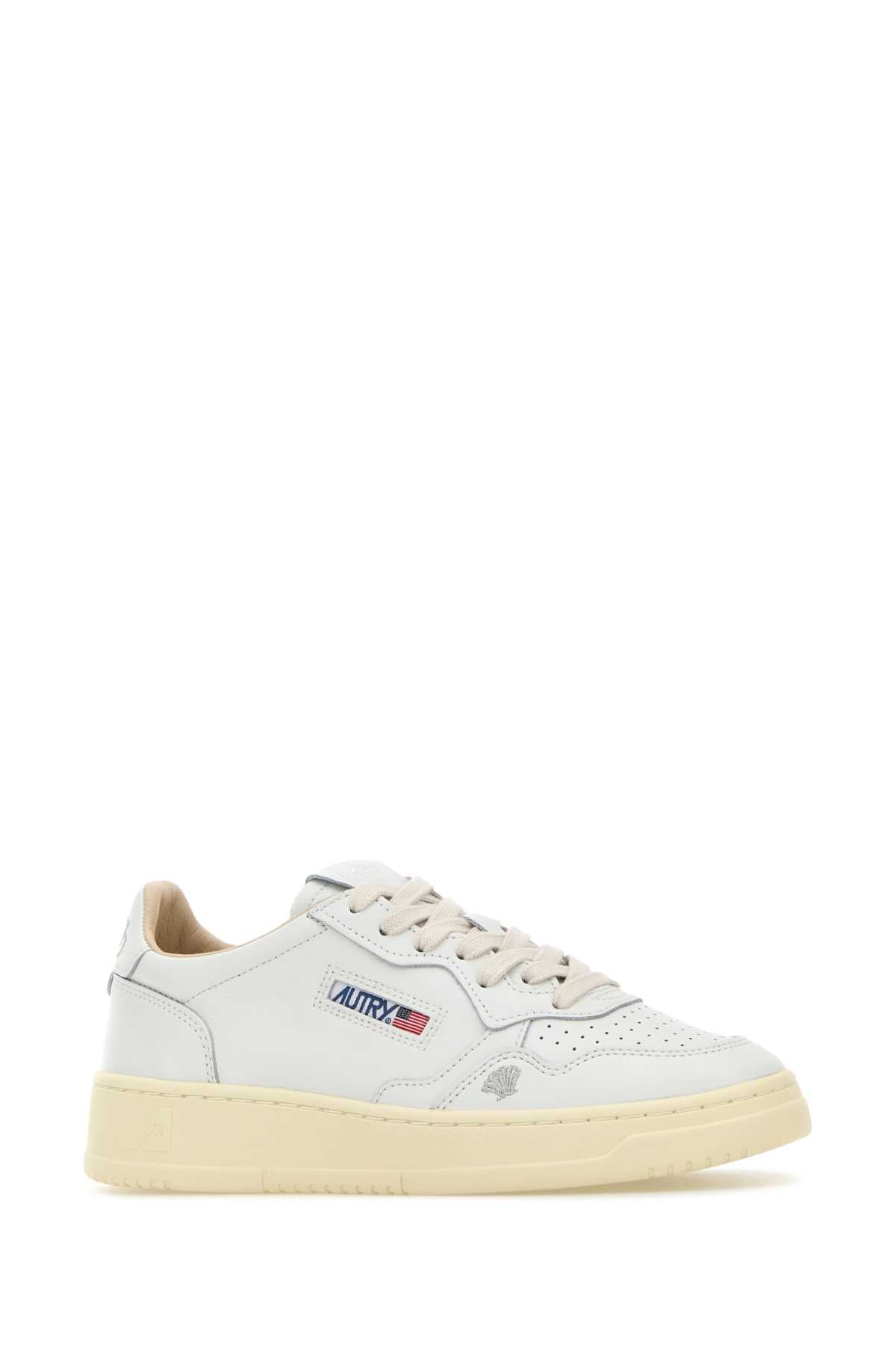 Leashellwhtsilv Cow Leather Sneaker