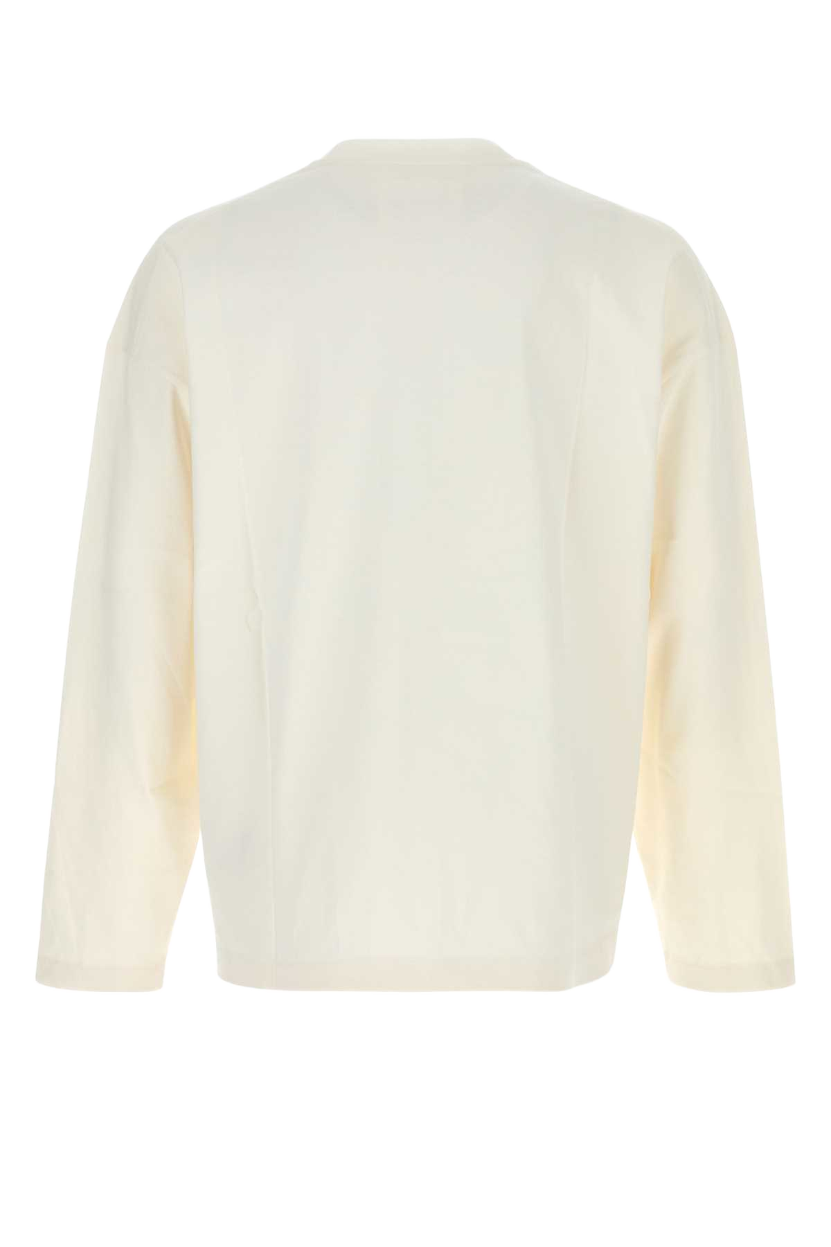 White Cotton T-Shirt Porcelain Tessuto Primario: Cotone