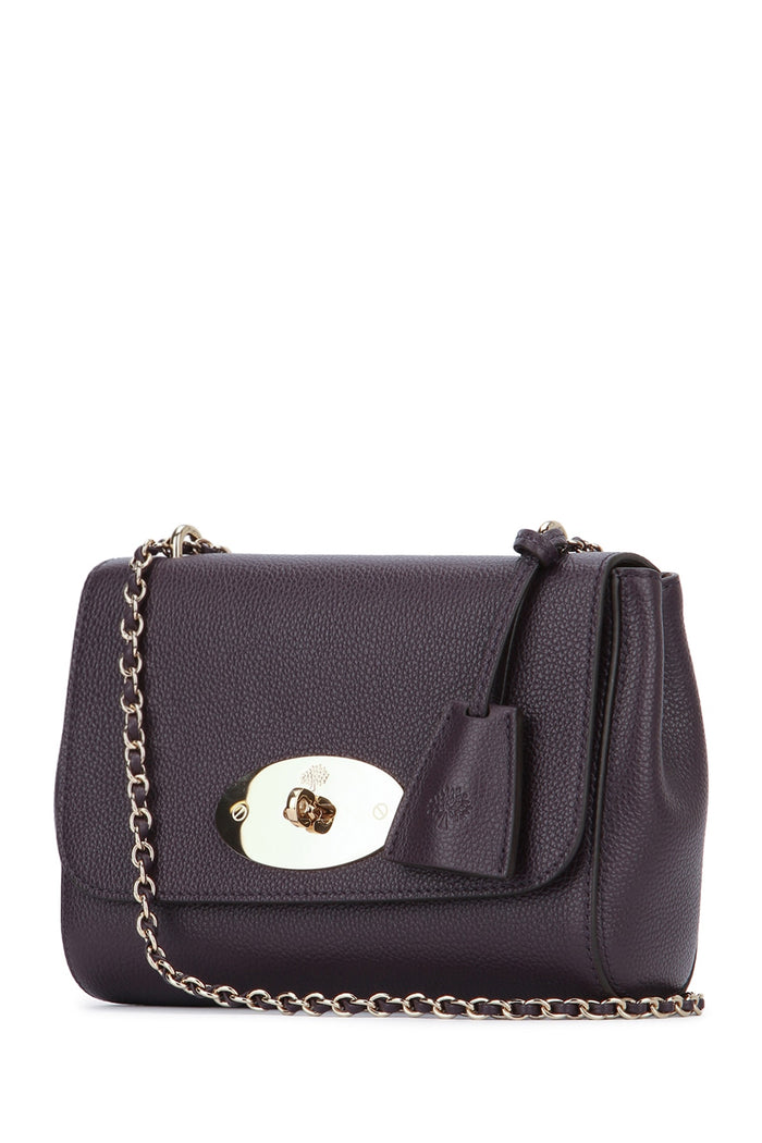 Lily Small Classic Grain Deepaubergine Bovine / Bos Taurus Borse A Mano