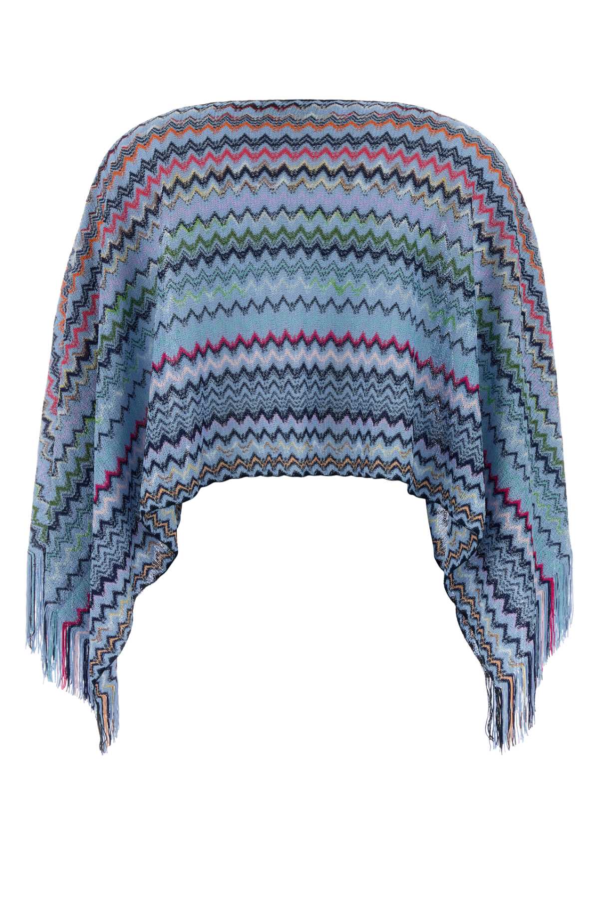 Embroidered Viscose Cape Multiazzurro Exterior: Cappotti
