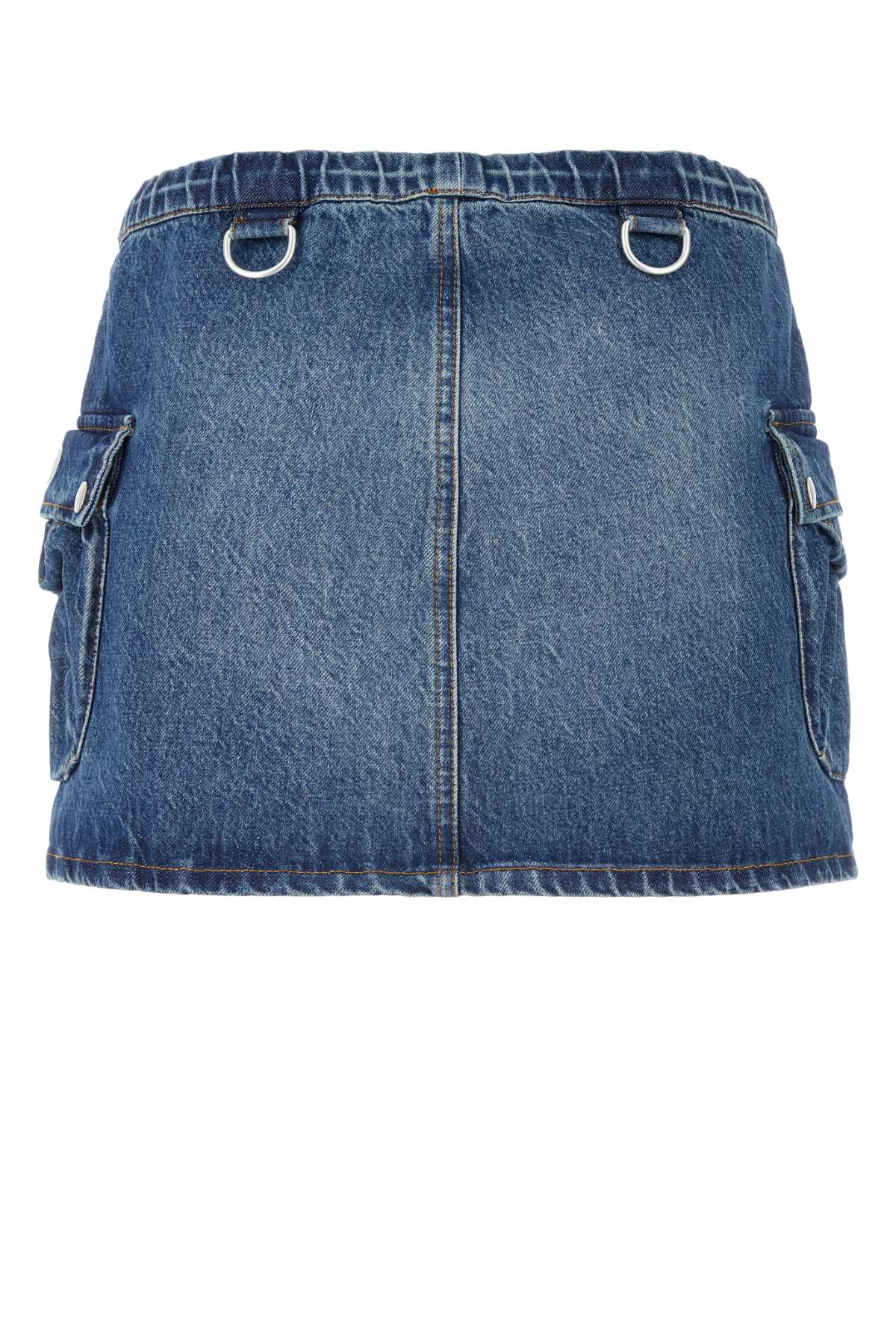 Denim Mini Shirt Blue Exterior: Cotton Gonne
