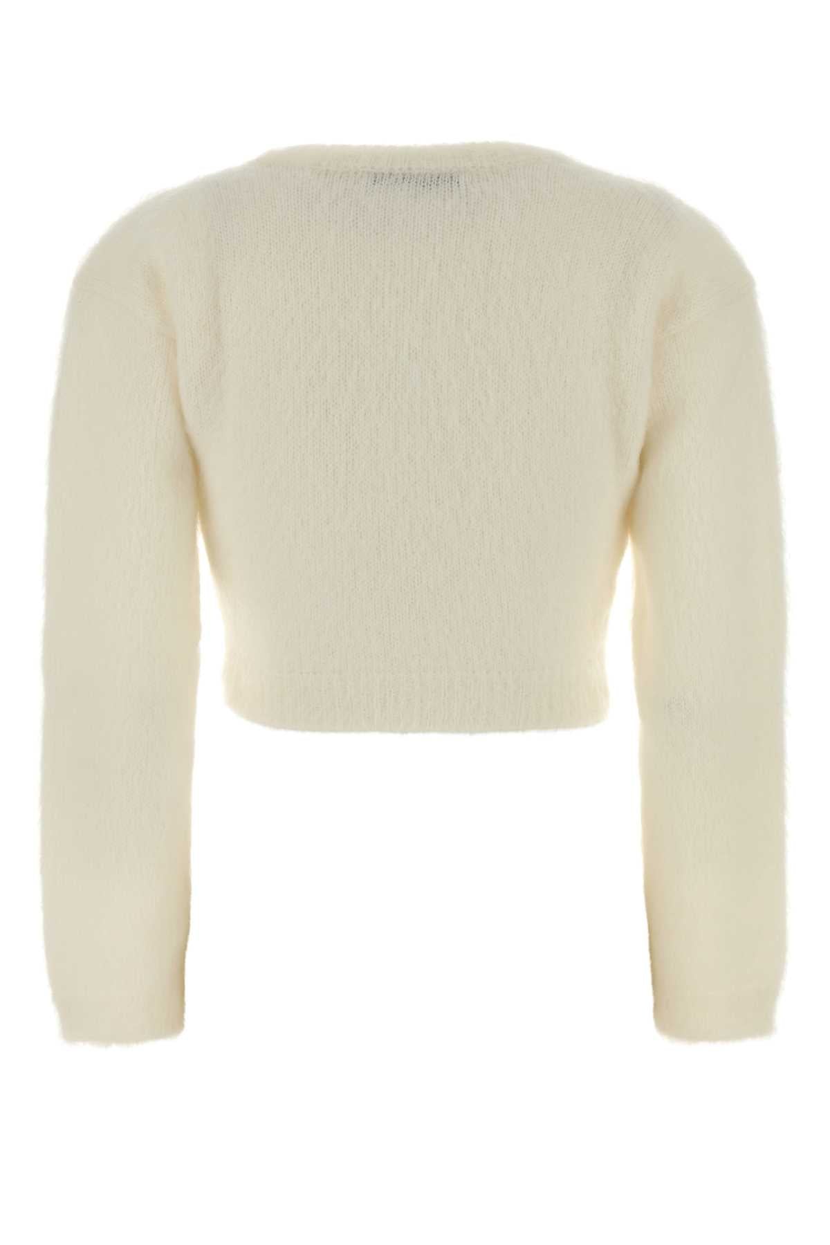 Ivory Mohair Blend Cardigan White Exterior: Nylon Wool Maglieria