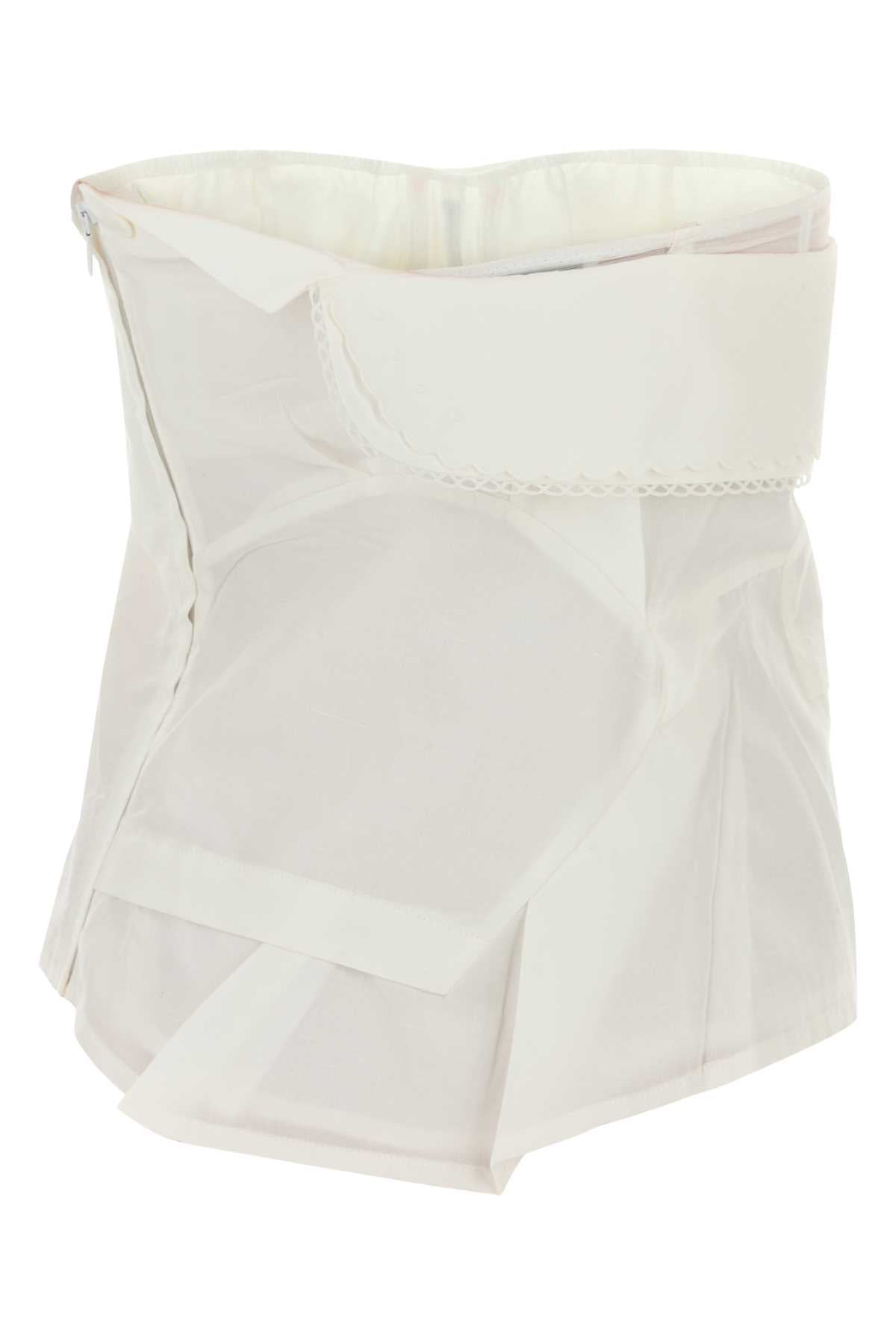 White Poplin Top Bianco Exterior: Cotton Linen Maglie