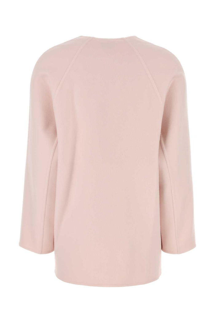 Pastel Pink Wool Blend Cardigan Pinkshell Exterior: Cashmere Maglieria