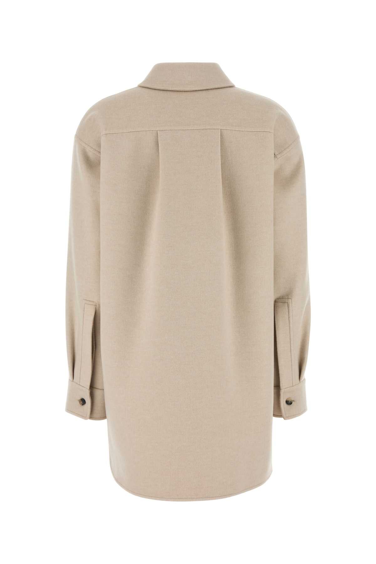 Sand Flannel Shirt Lightbeigemelange Exterior: Wool Cashmere Camicie