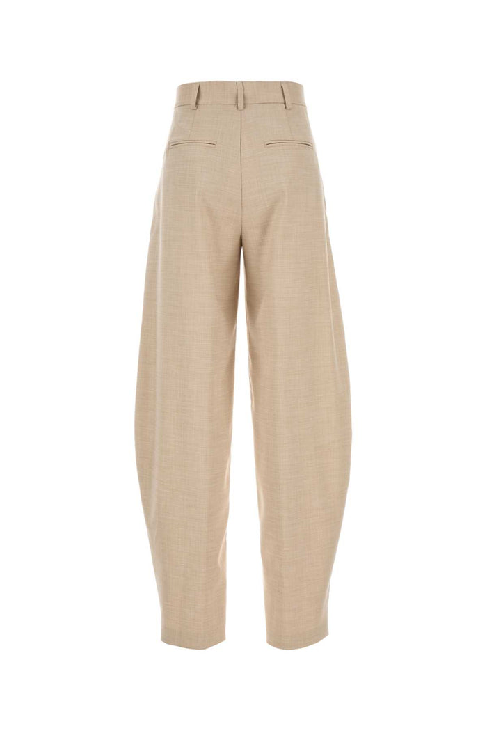 Beige Stretch Polyester Blend Pant Sand Pantaloni
