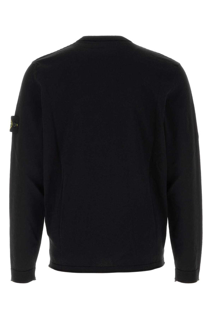 Black Cotton Sweater Exterior: Maglieria