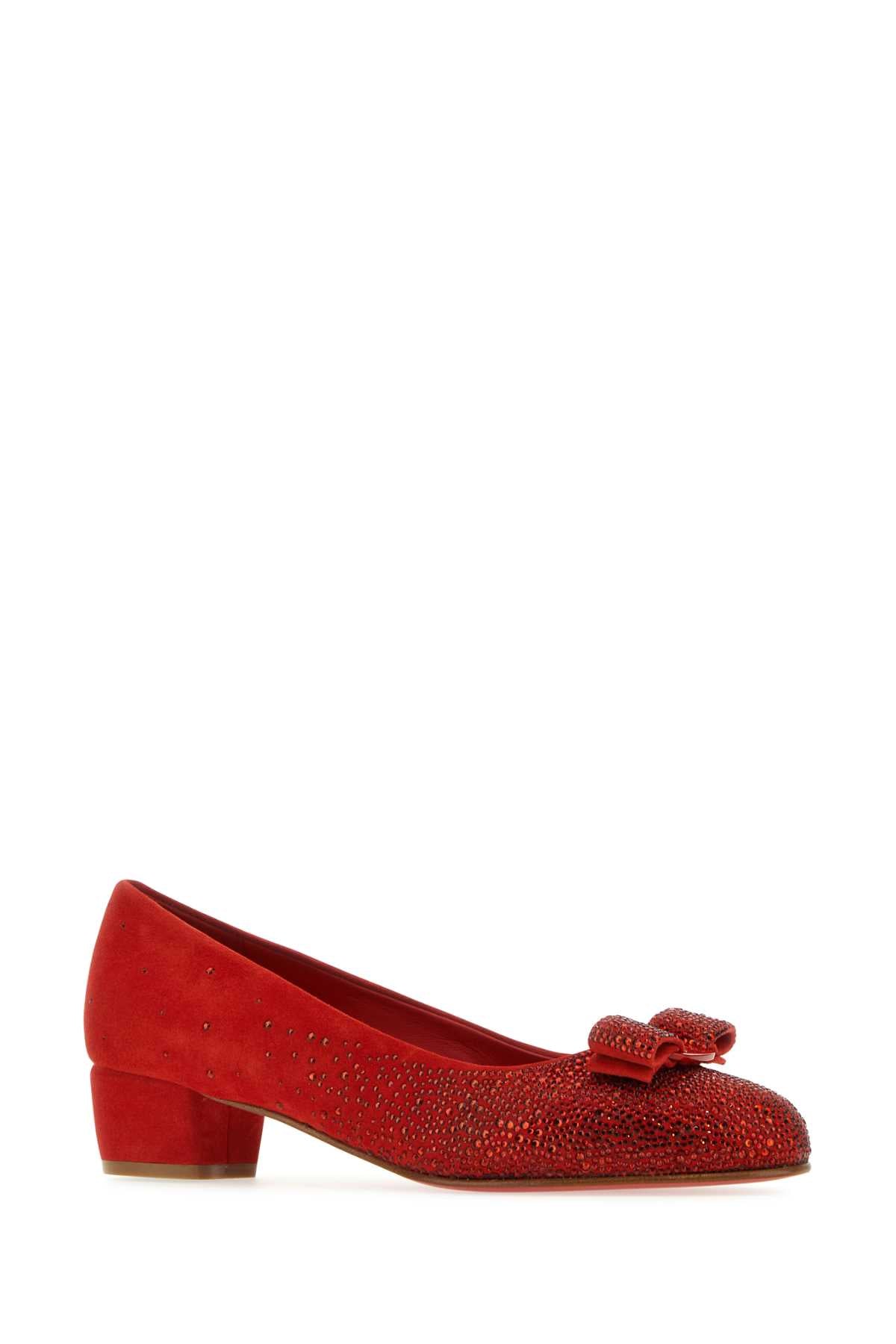Red Suede Vara Pumps Flamered Scarpe Con Tacco