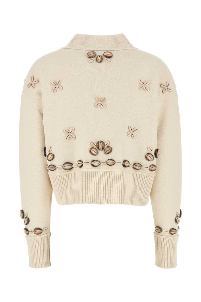 Ivory Silk Blend Oversize Ocean Dream Cardigan Chalk Exterior: Nylon Maglieria