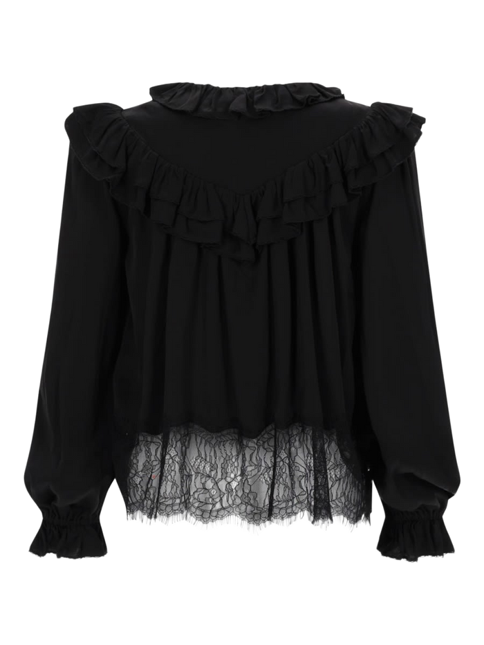 Blue In Lace. Black Viscose Tops