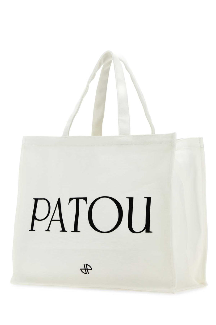 White Cotton Shopping Bag 090c Exterior: Borse A Mano