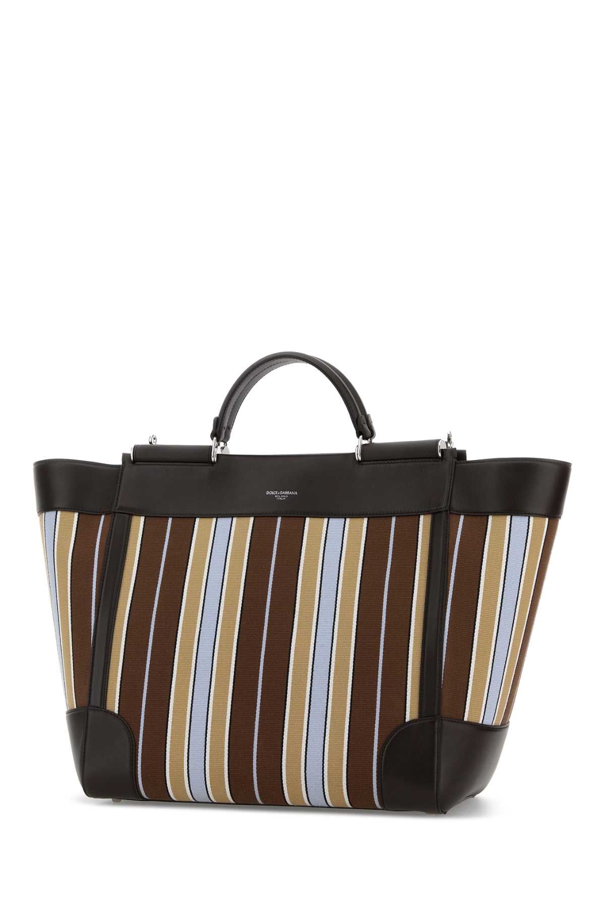Embroidered Fabric Sicily Shopping Bag Multicolormarrone Borse A Mano