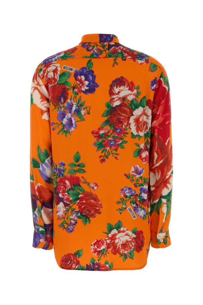 Printed Satin Shirt Fantasiaarancio Exterior: Viscose Camicie