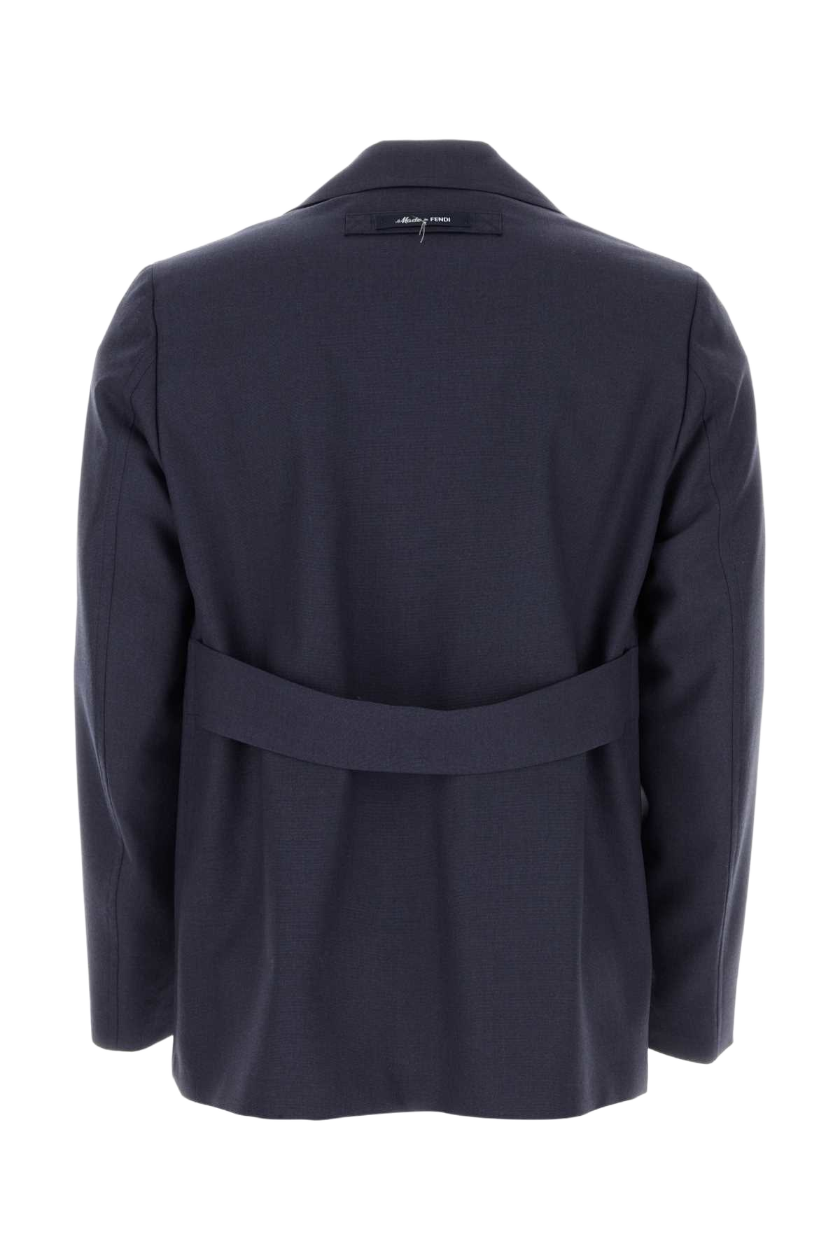 Blue Wool Blazer Exterior: Virgin Giacche E Gilet