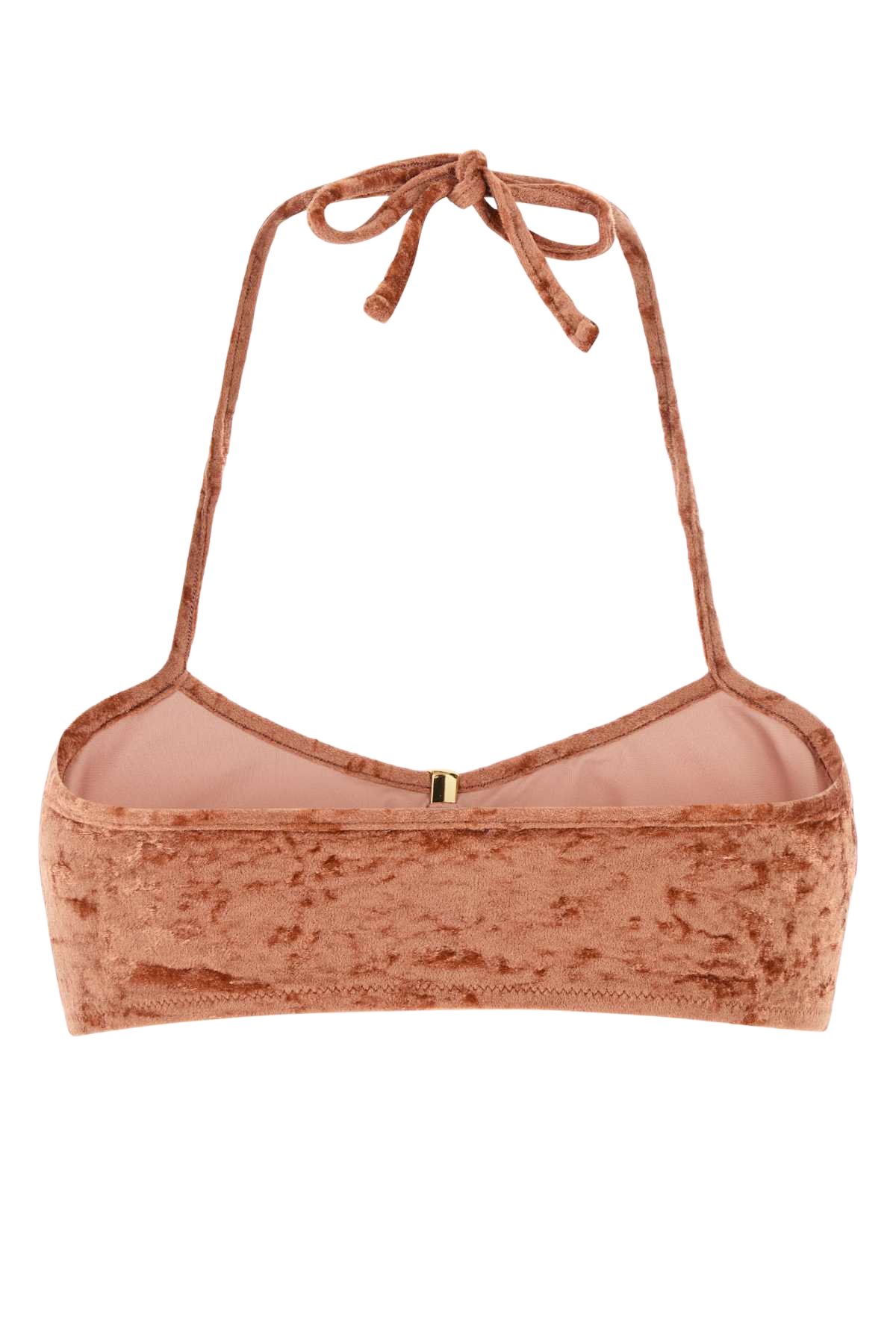 Peach Stretch Velvet Bikini Top Woodenorange Costumi Da Bagno