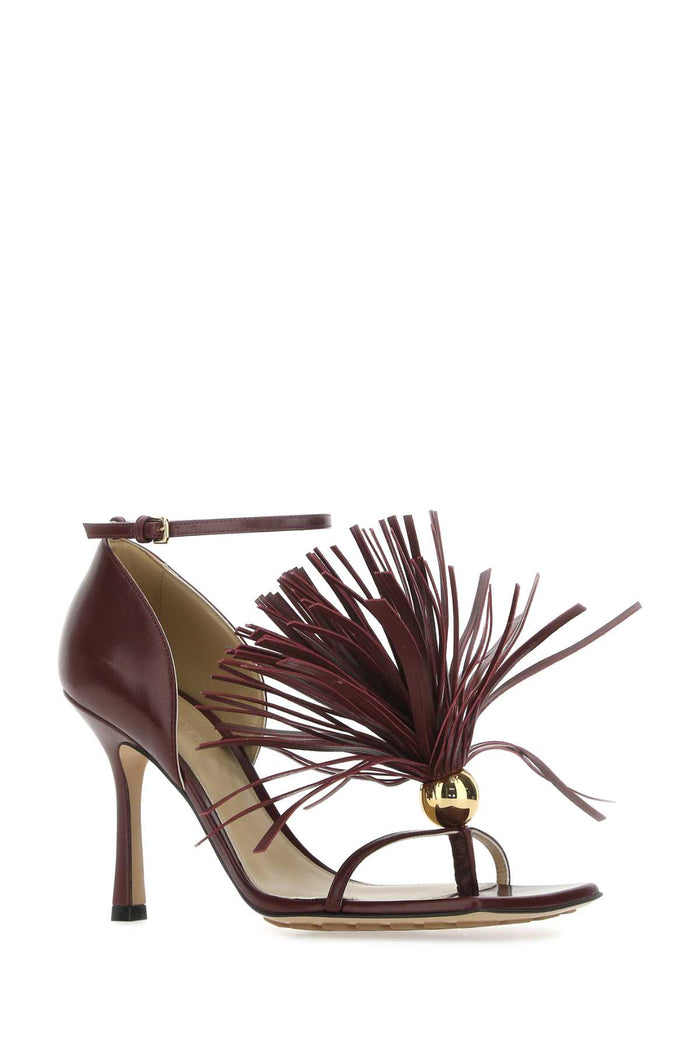 Burgundy Leather Stretch Sandals 6084 Sandali
