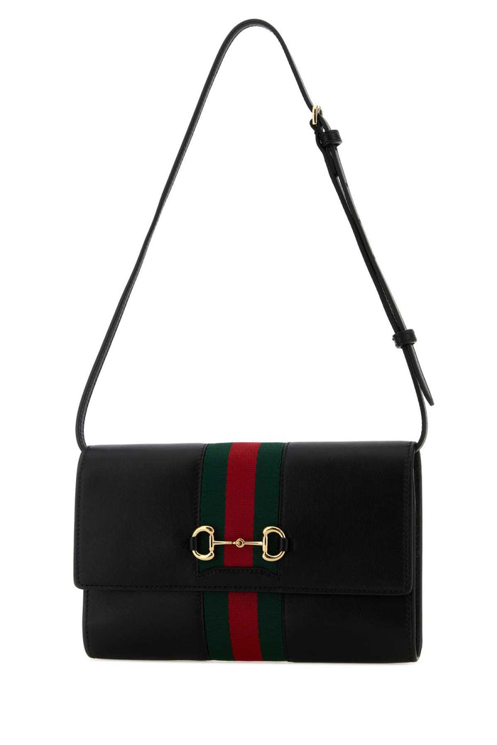 Black Leather Gucci Horsebit Web Wallet Blackvrvblack Borse A Mano