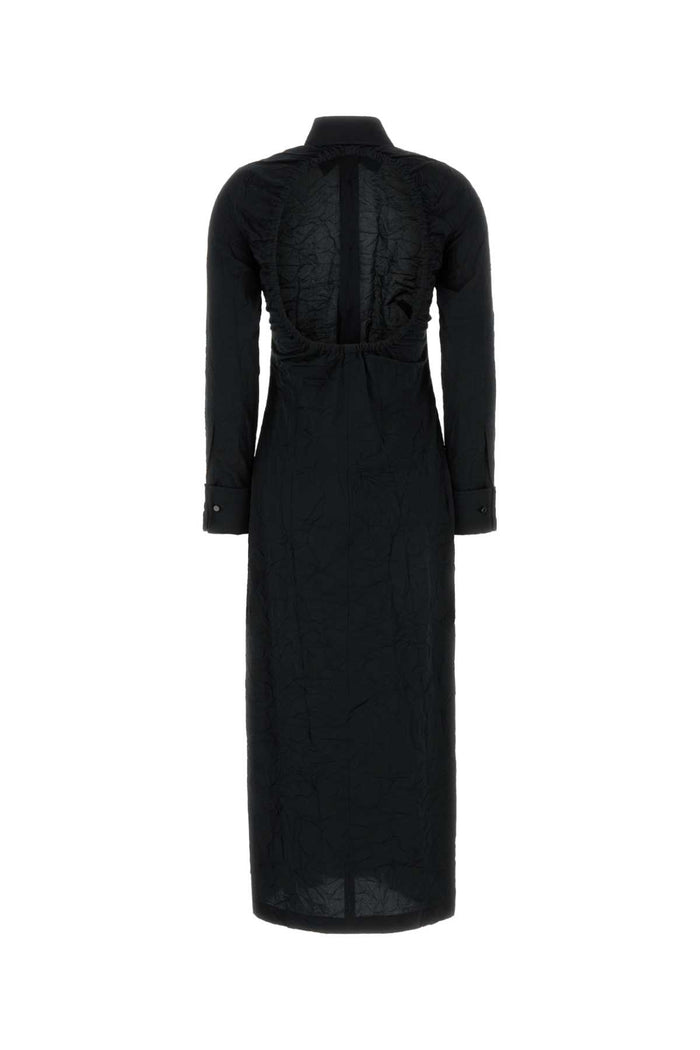 Black Poplin Rovigo Shirt Dress Nero Exterior: Cotton Polyester Abiti