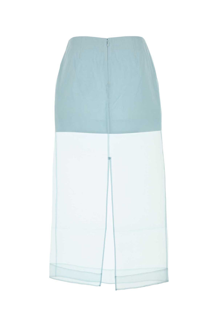 Pastel Light Blue Organza Crush Layered Skirt Mint Exterior: Silk Lining: Cotton Gonne