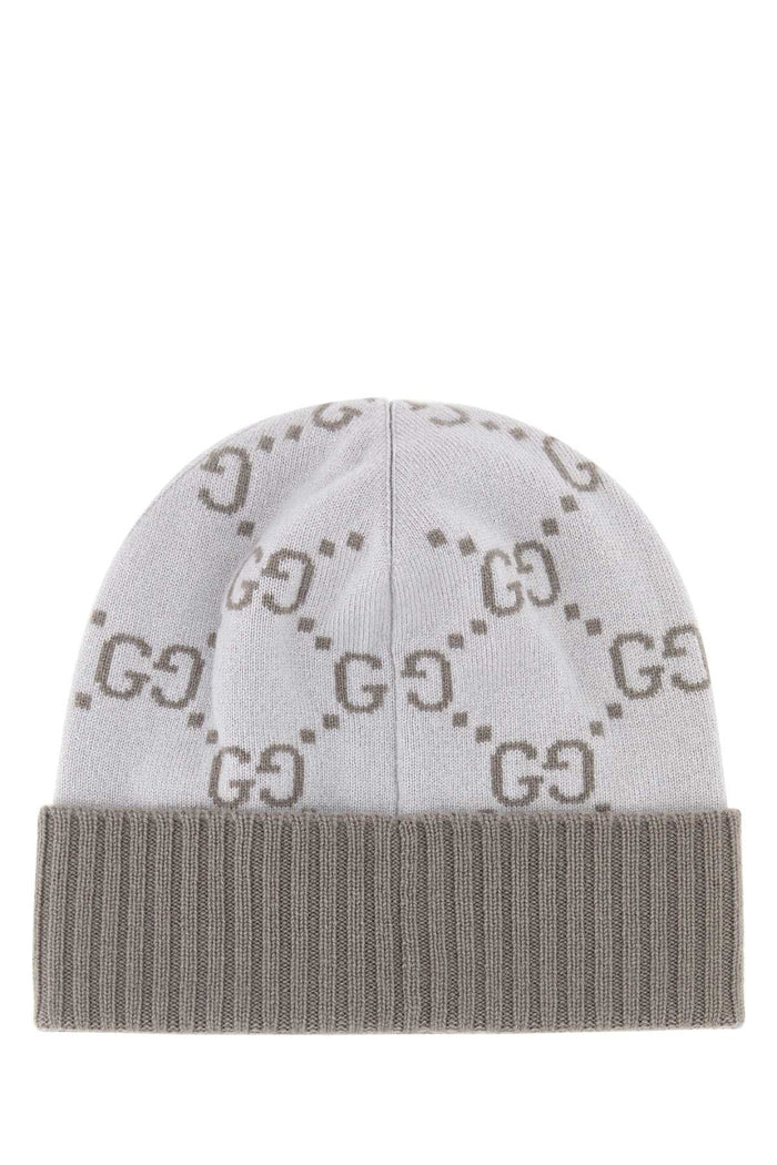 Embroidered Cashmere Beanie Hat Zinclightgrey Exterior: Cuffie