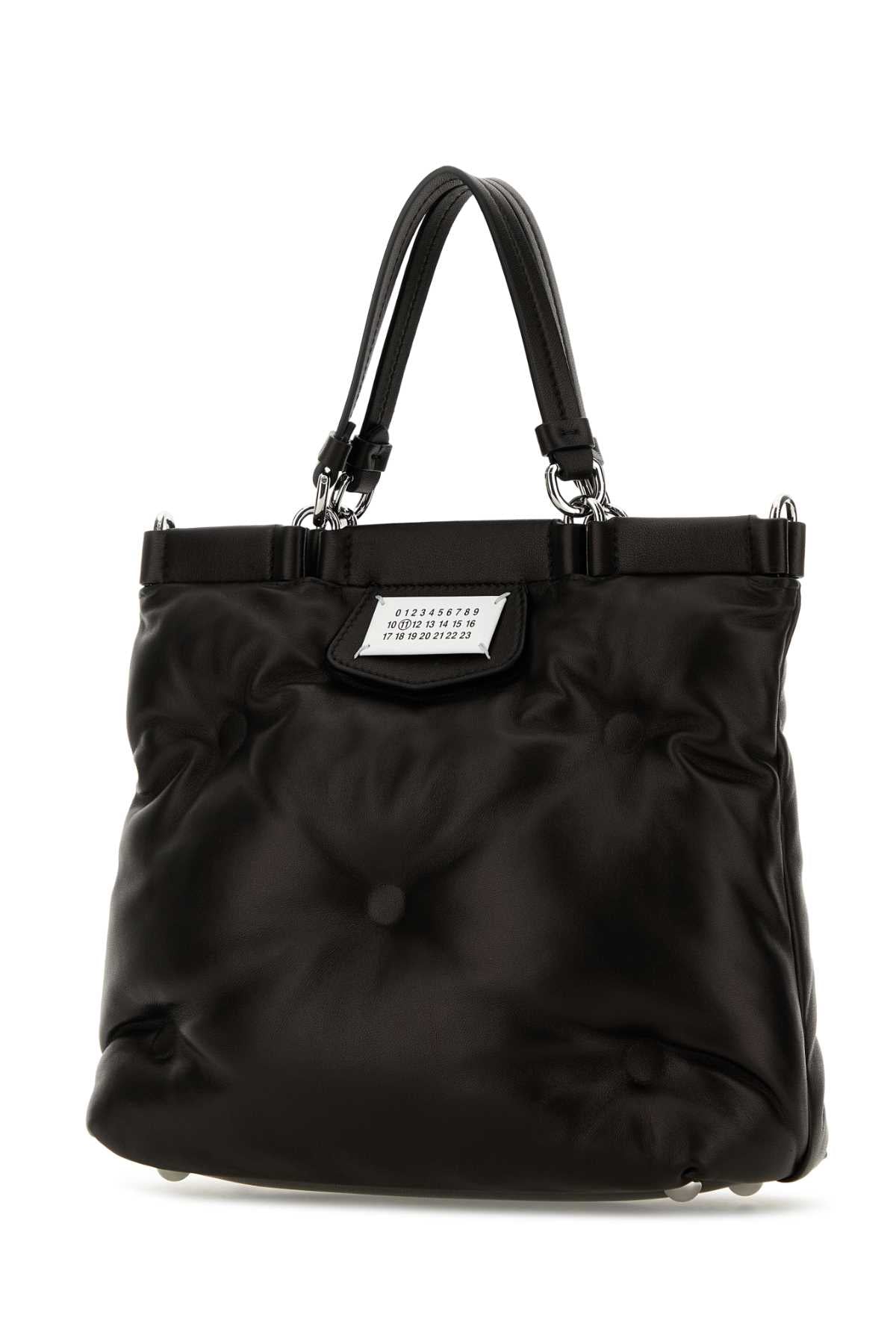 Black Nappa Leather Small Glam Slam Shopping Bag T8013 Borse A Mano