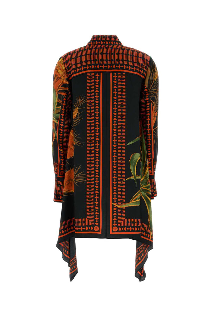 Printed Twill Shirt Dress Multiblackorange Exterior: Viscose Abiti