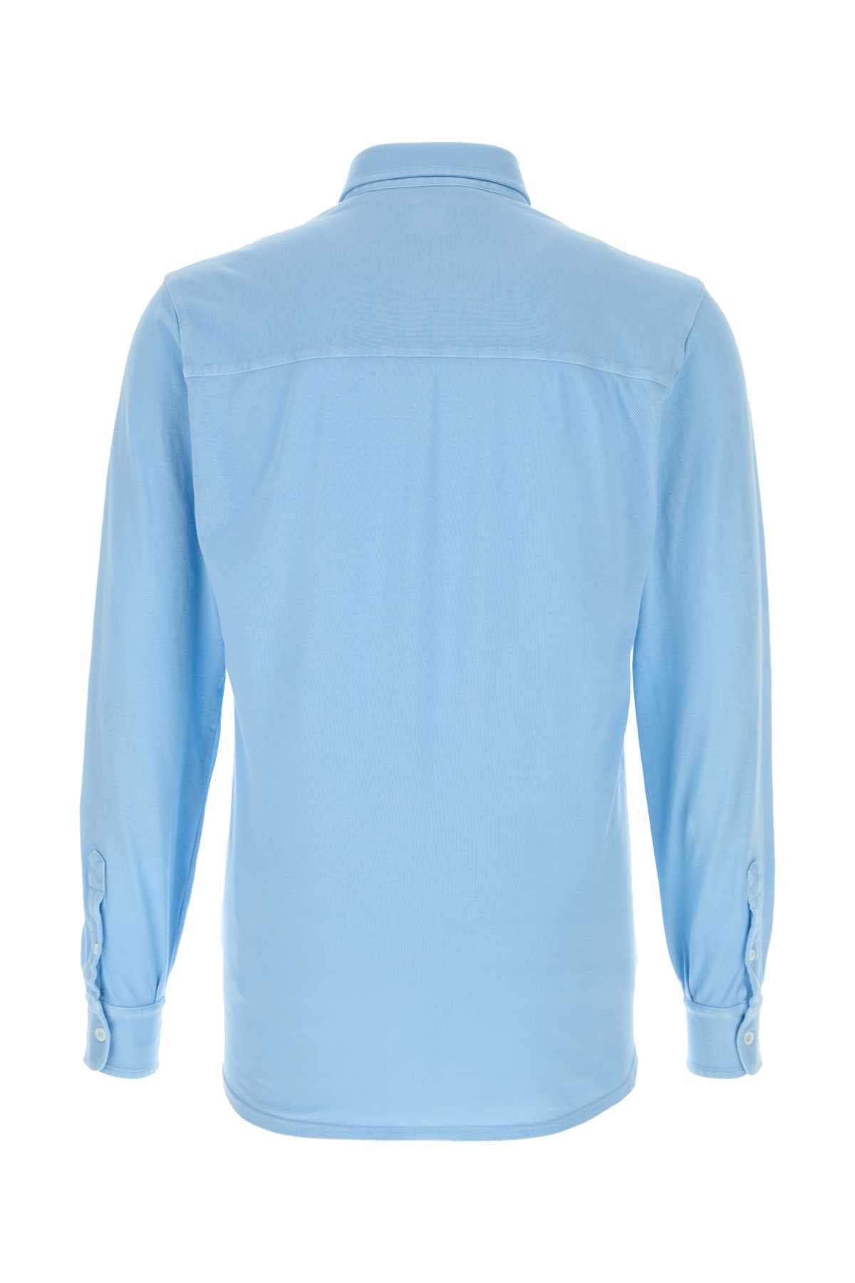 Light-Blue Piquet Shirt Azzurro Exterior: Cotton Camicie