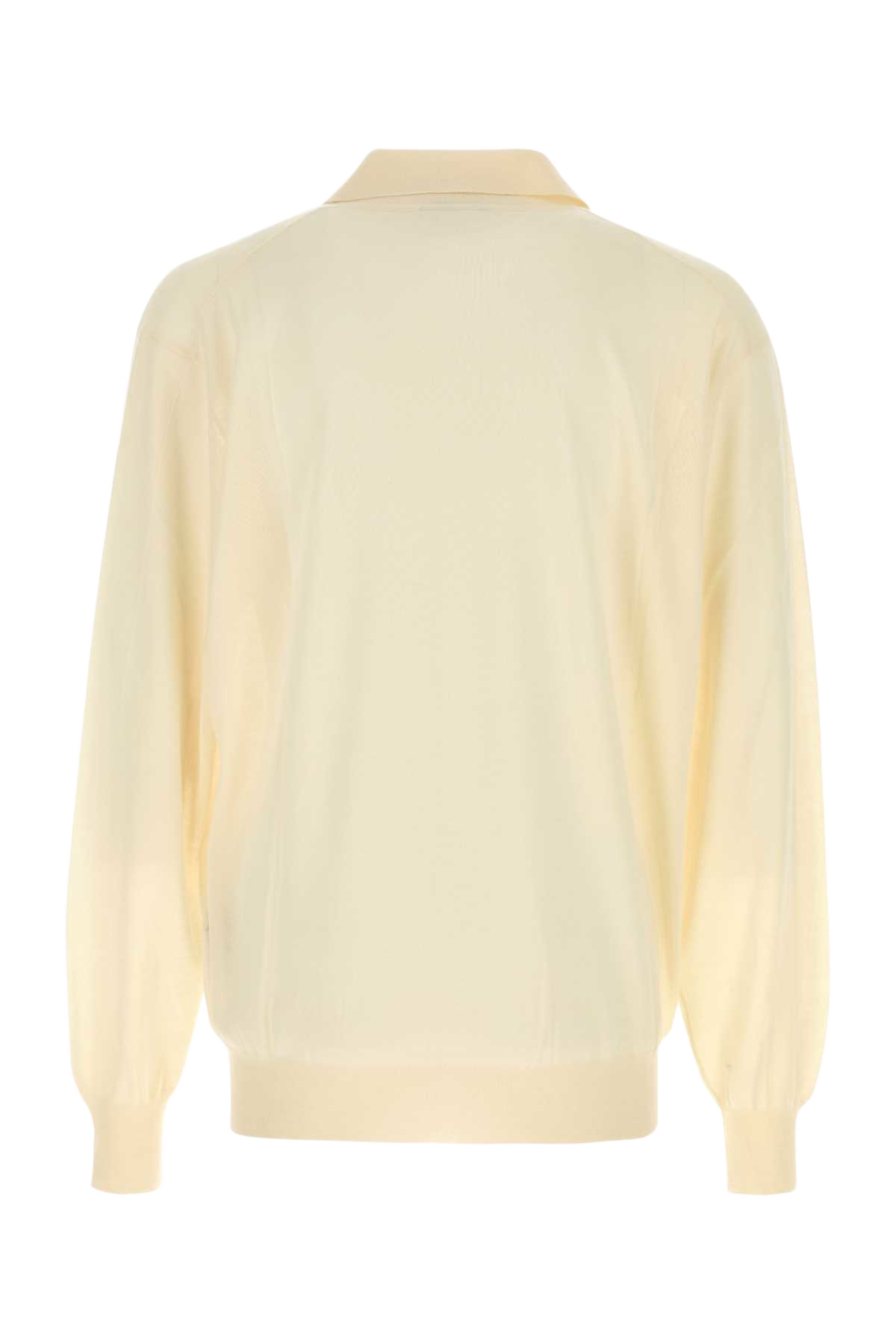 Ivory Cashmere Polo Shirt Creamwhite