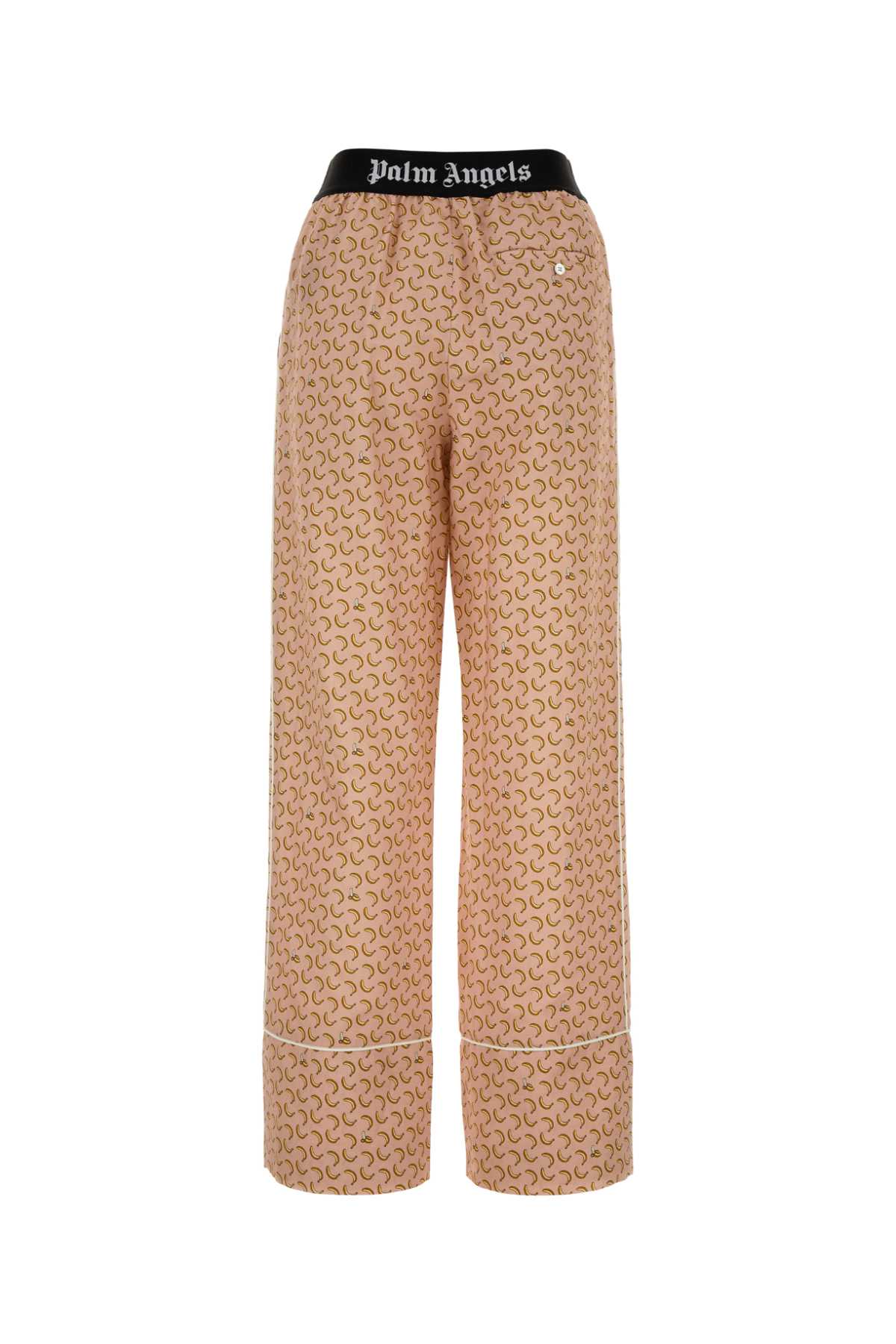 Printed Linen Blend Wide-Leg Pant Pinkyellow Exterior: Cotton Pantaloni
